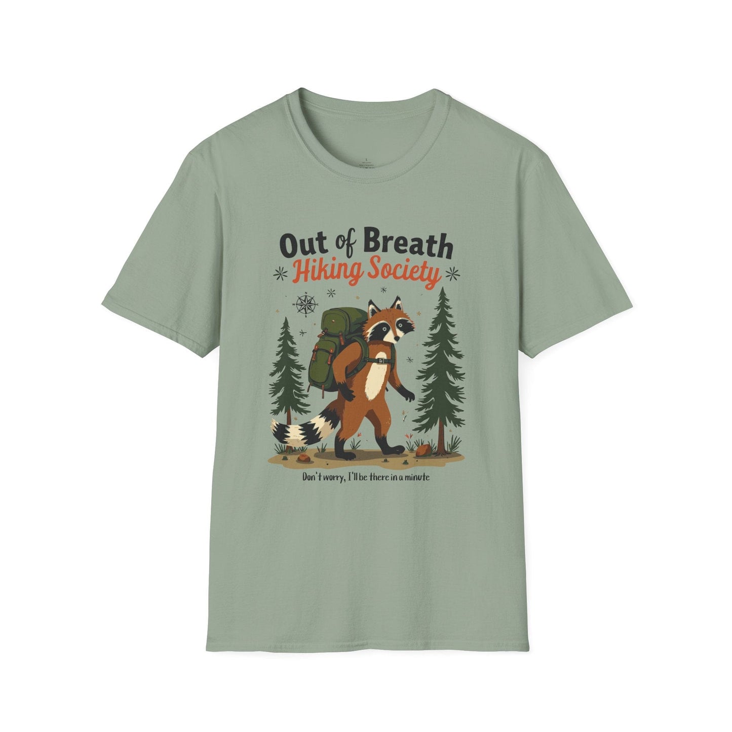 Printify T-Shirt Racoon Hiking Society T-Shirt