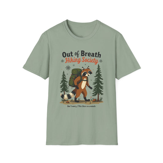 Printify T-Shirt Racoon Hiking Society T-Shirt