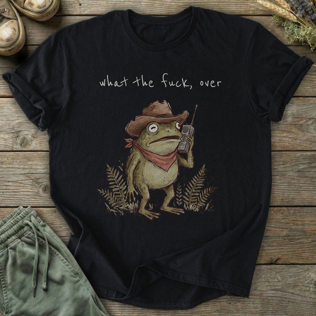 Printify T-Shirt Radio Cowboy Frog T-Shirt