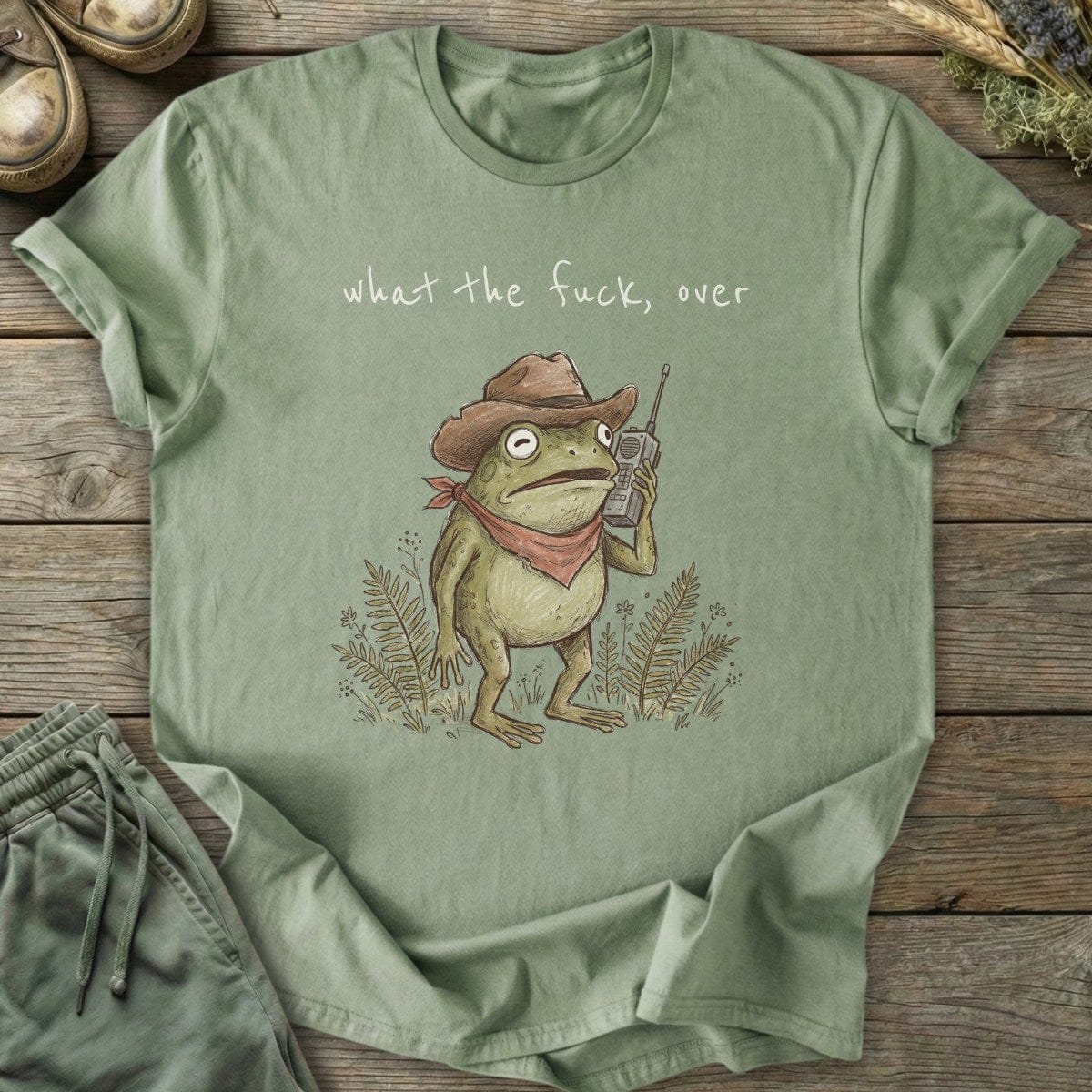 Printify T-Shirt Radio Cowboy Frog T-Shirt