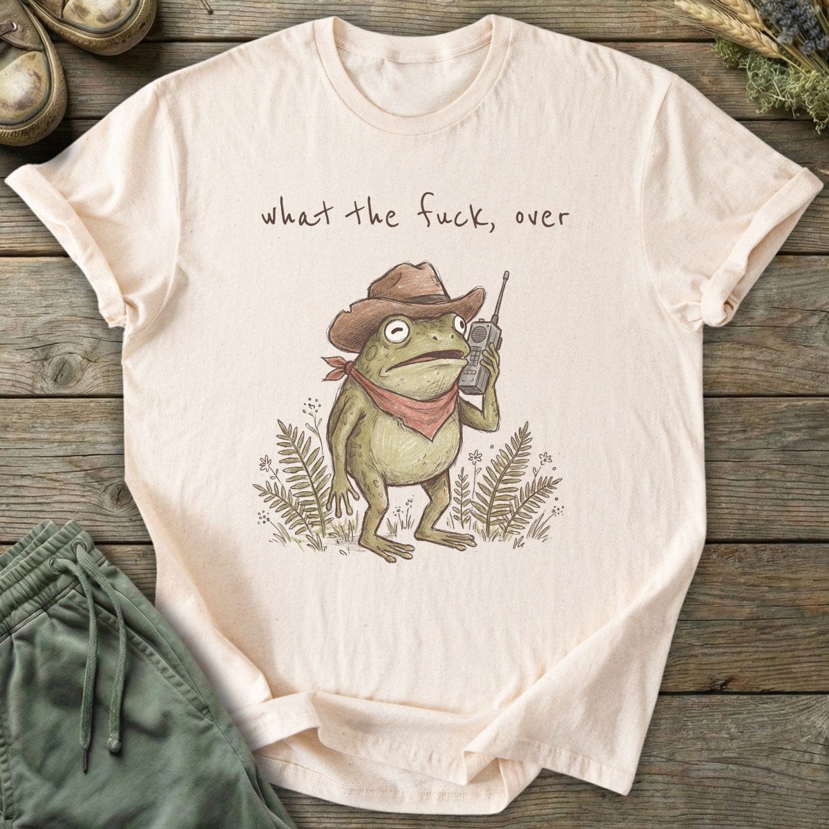 Printify T-Shirt Radio Cowboy Frog T-Shirt