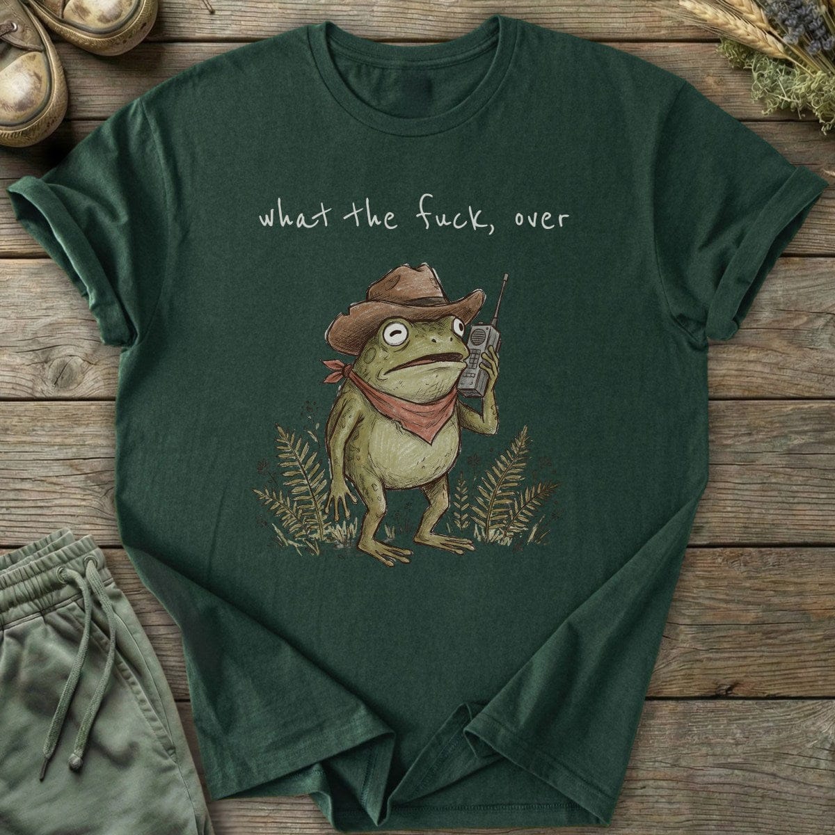 Printify T-Shirt Radio Cowboy Frog T-Shirt