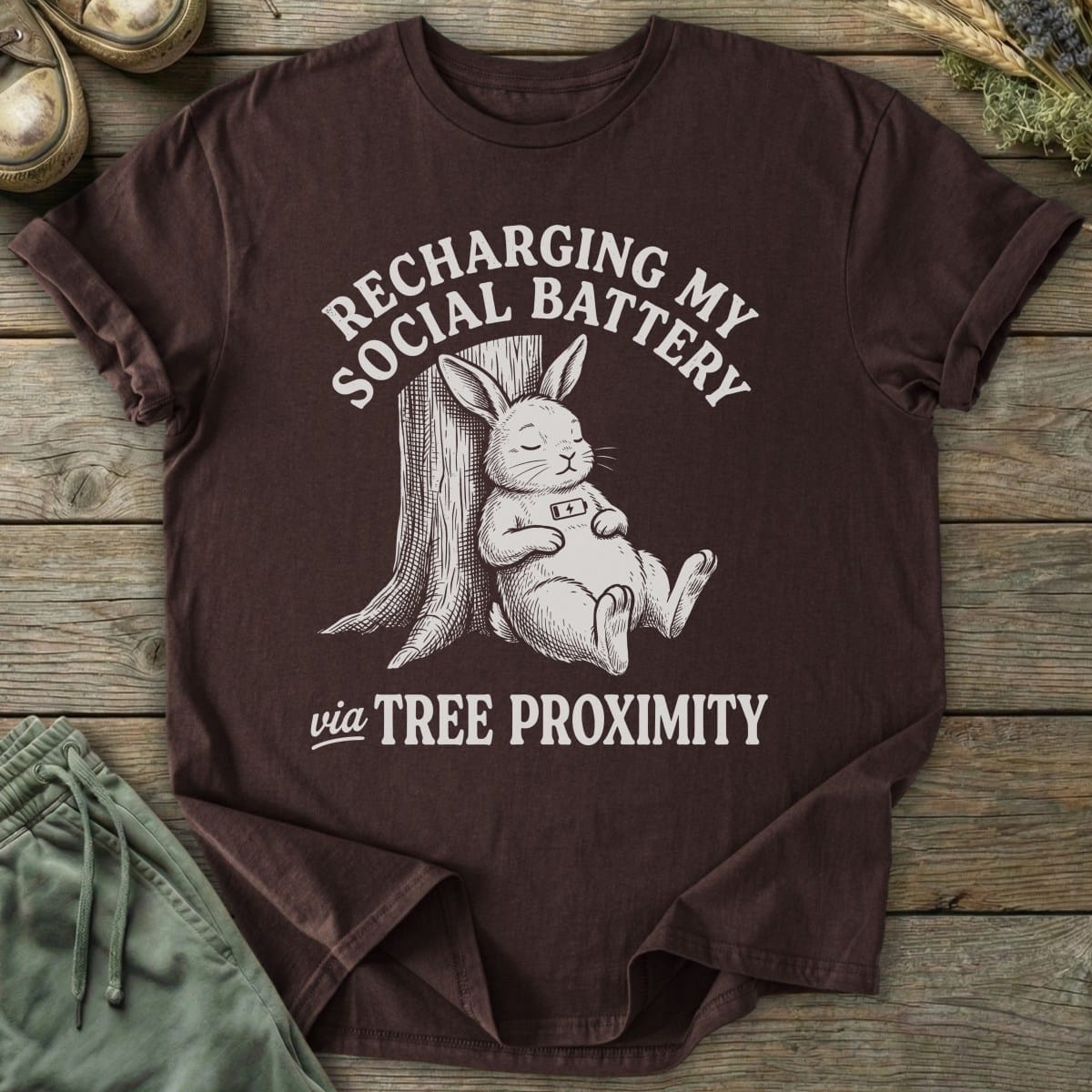 Printify T-Shirt Recharging Via Trees T-Shirt