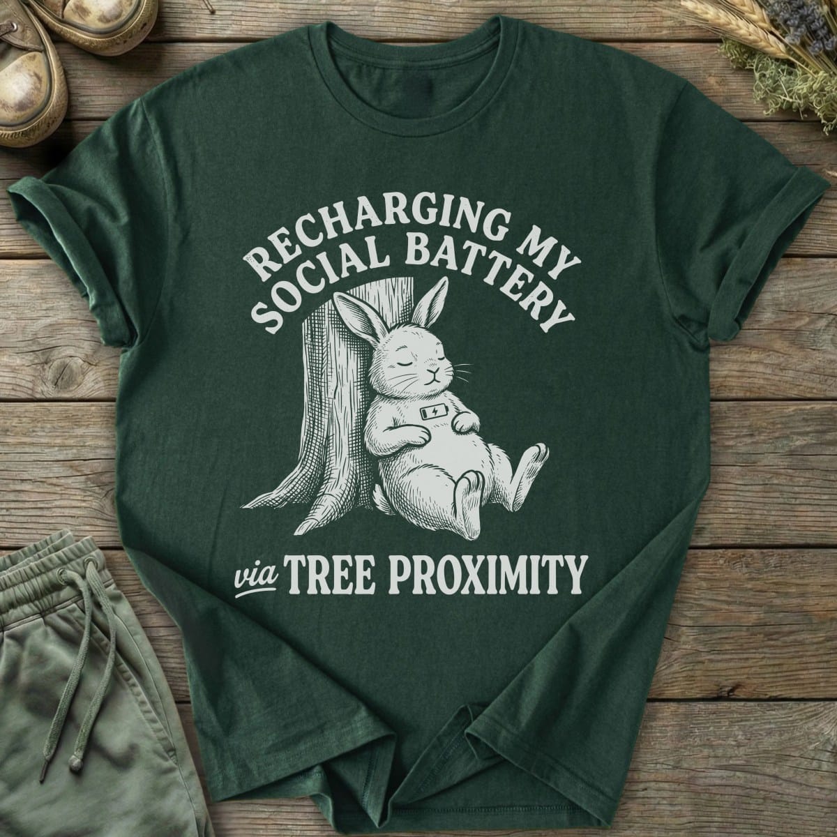Printify T-Shirt Recharging Via Trees T-Shirt