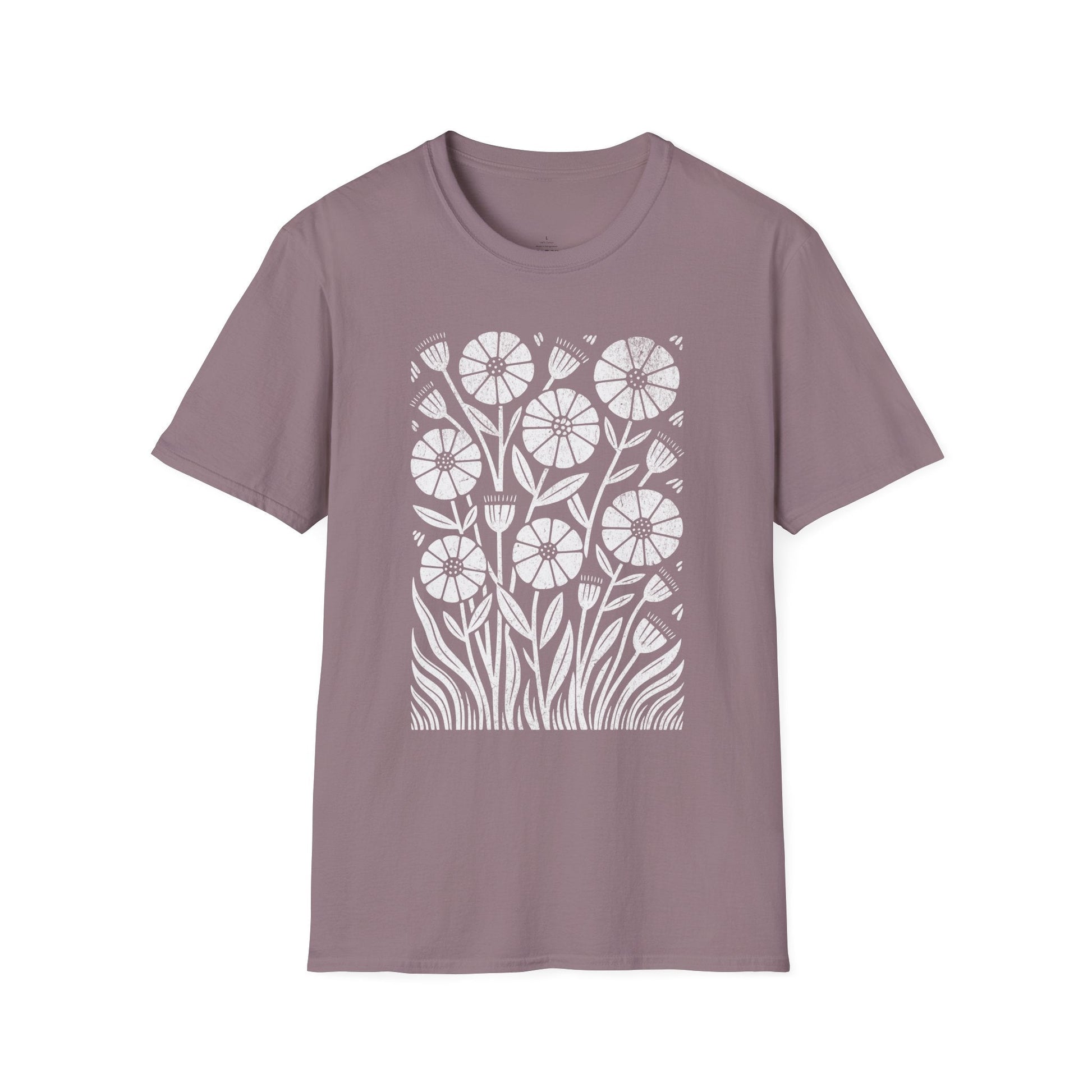 Printify T-Shirt Retro Wildflower Garden Organic T-Shirt