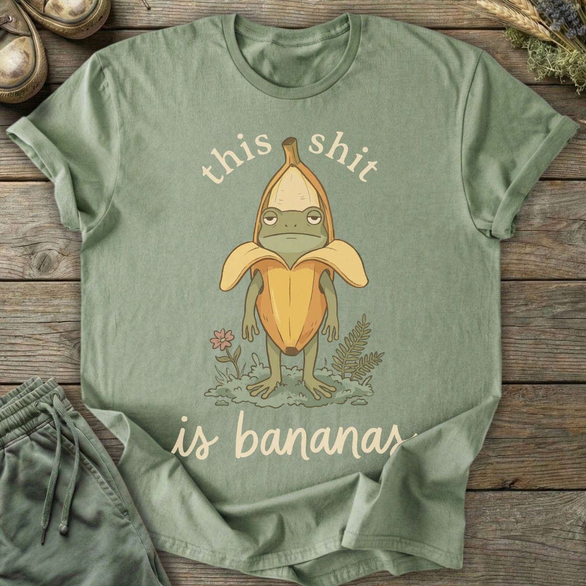 Printify T-Shirt Shit Is Bananas Frog T-Shirt