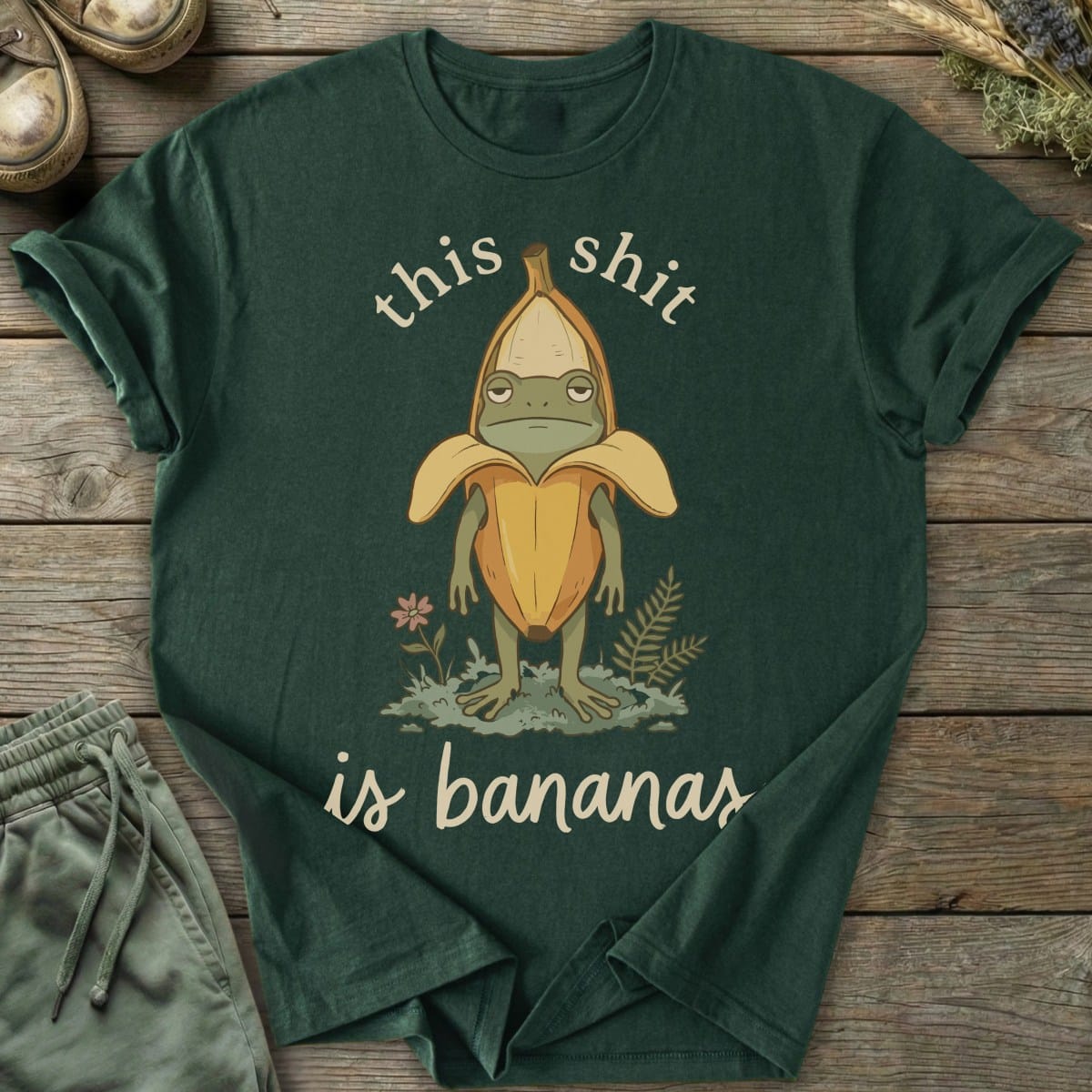 Printify T-Shirt Shit Is Bananas Frog T-Shirt