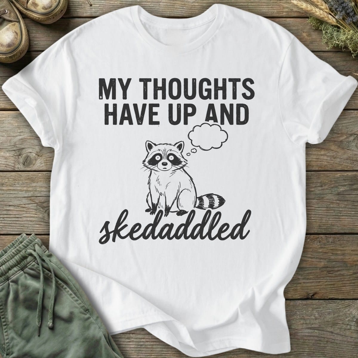 Printify T-Shirt Skedaddled Raccoon T-Shirt
