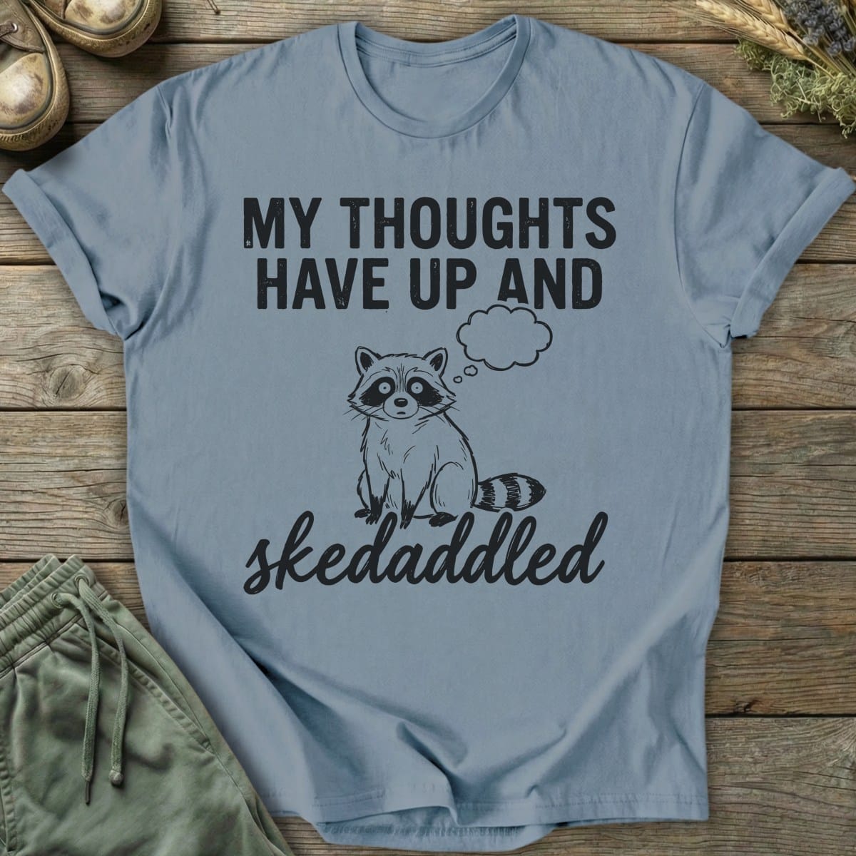 Printify T-Shirt Skedaddled Raccoon T-Shirt