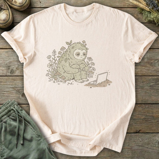 Printify T-Shirt Sloth With Laptop T-Shirt