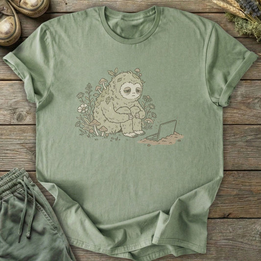 Printify T-Shirt Sloth With Laptop T-Shirt