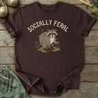 Printify T-Shirt Socially Feral Raccoon T-Shirt