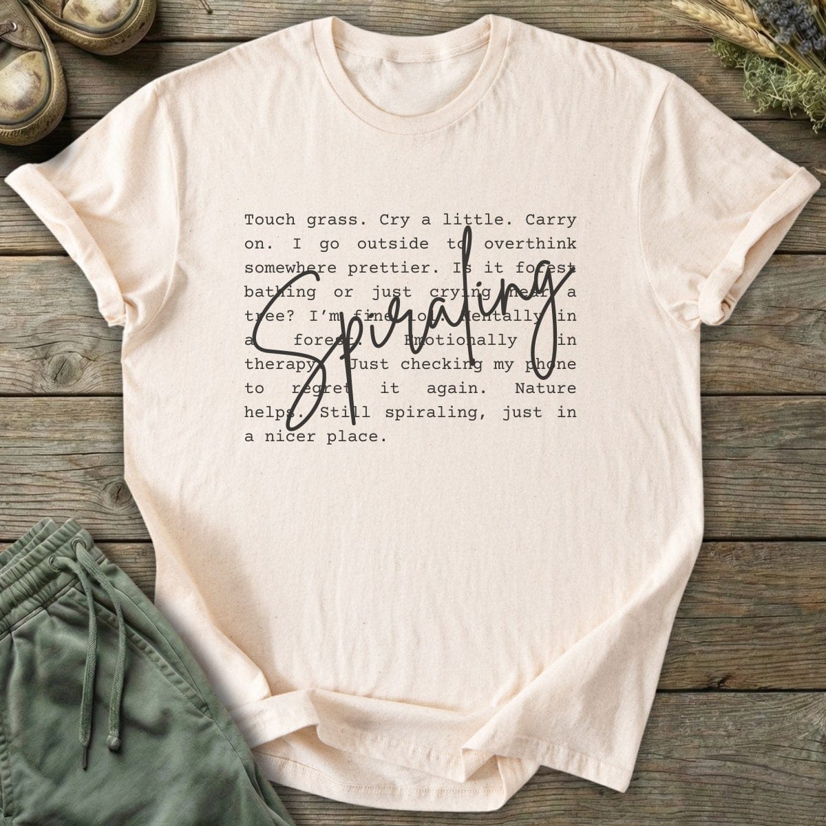 Printify T-Shirt Spiraling Text T-Shirt