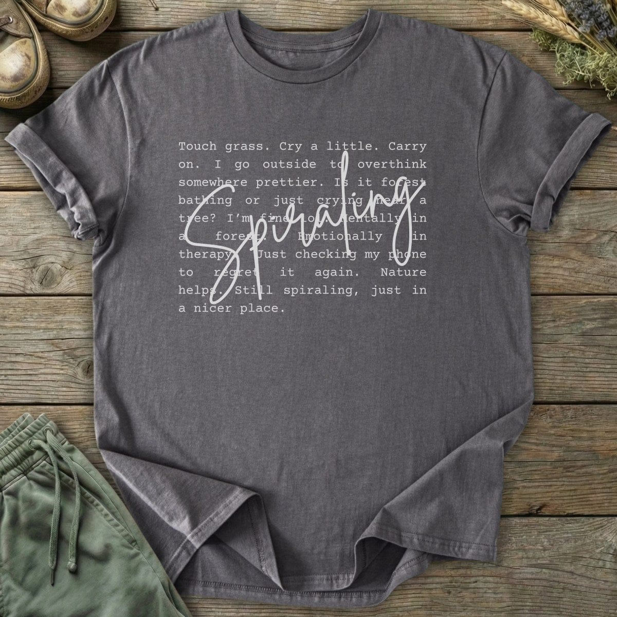 Printify T-Shirt Spiraling Text T-Shirt