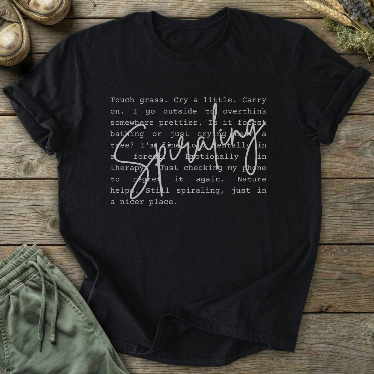 Printify T-Shirt Spiraling Text T-Shirt