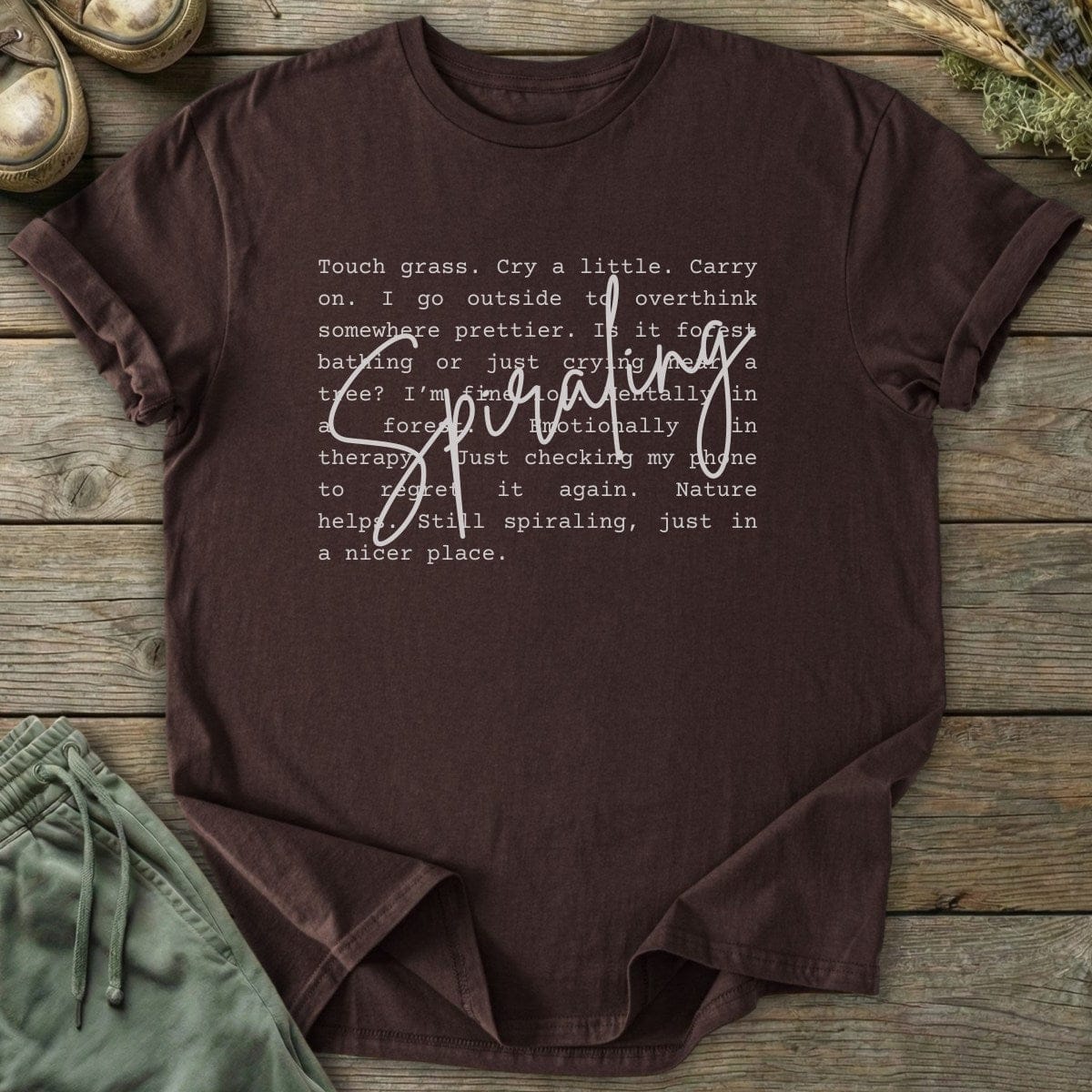 Printify T-Shirt Spiraling Text T-Shirt