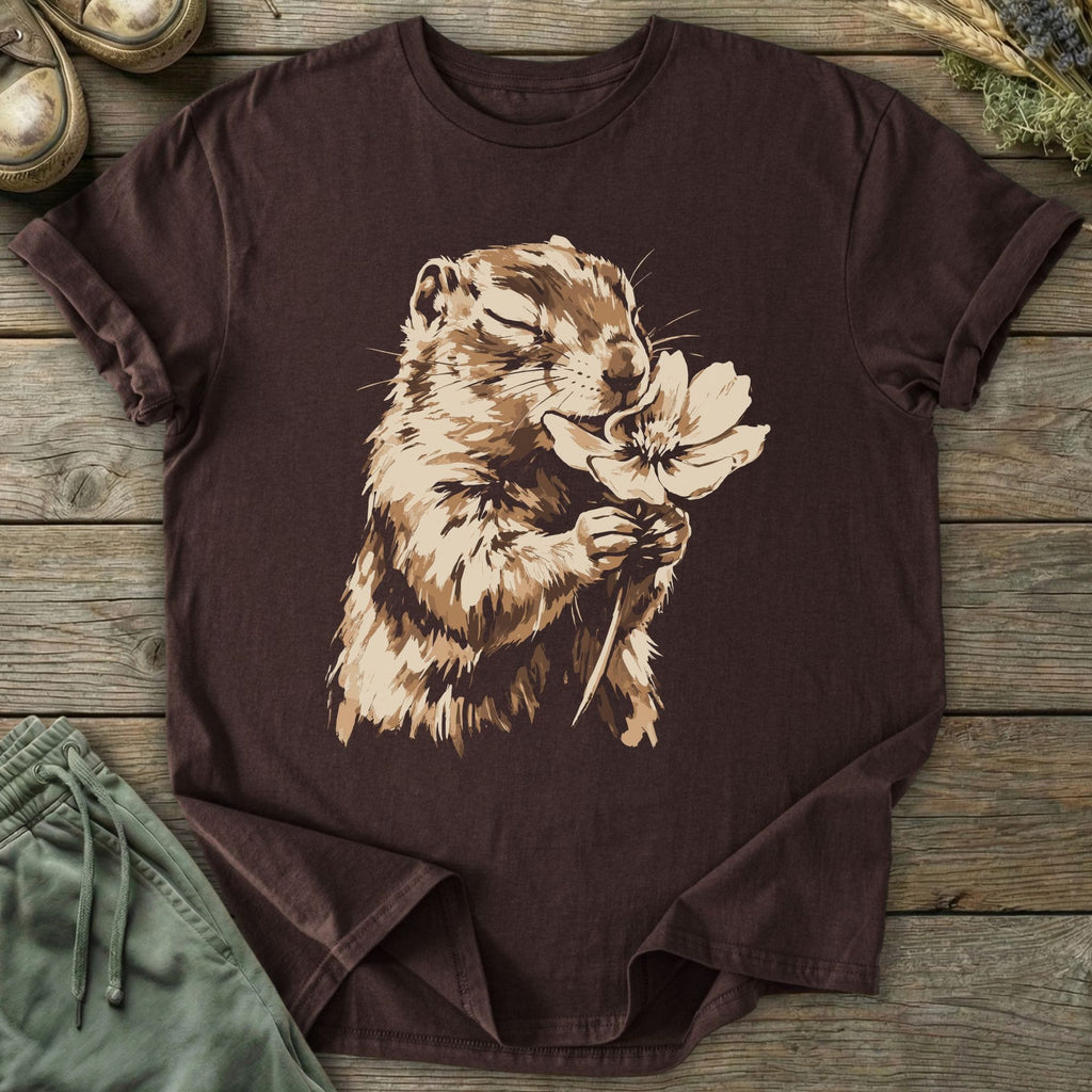 Printify T-Shirt Squirrel Smells Flower T-Shirt