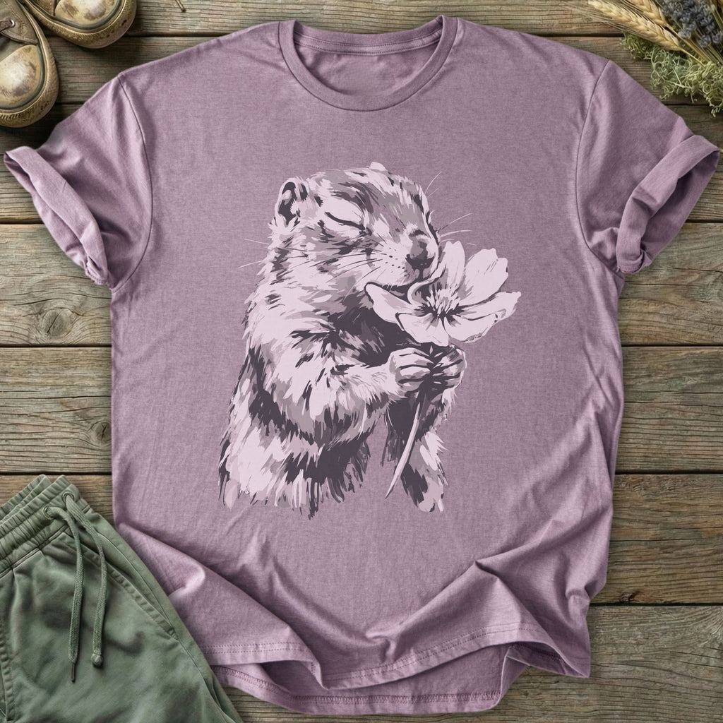 Printify T-Shirt Squirrel Smells Flower T-Shirt
