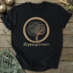Printify T-Shirt Stepping Green Logo T-Shirt