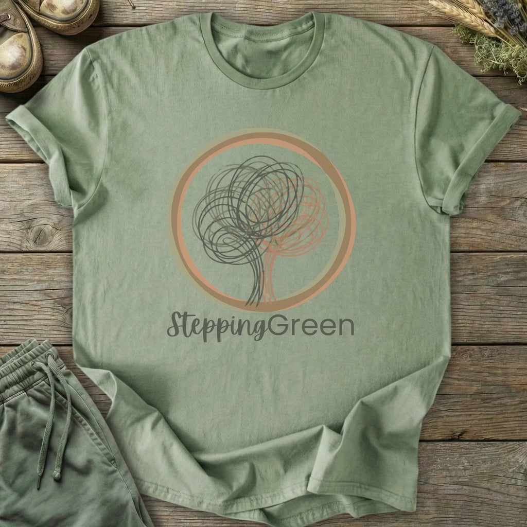 Printify T-Shirt Stepping Green Logo T-Shirt
