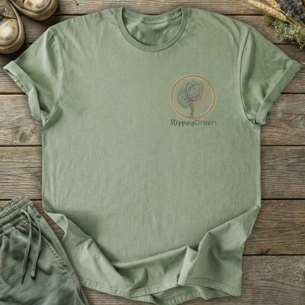 Printify T-Shirt Stepping Green Pocket Logo