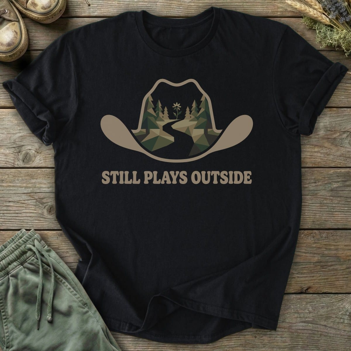 Printify T-Shirt Still Plays Outside Hat T-Shirt