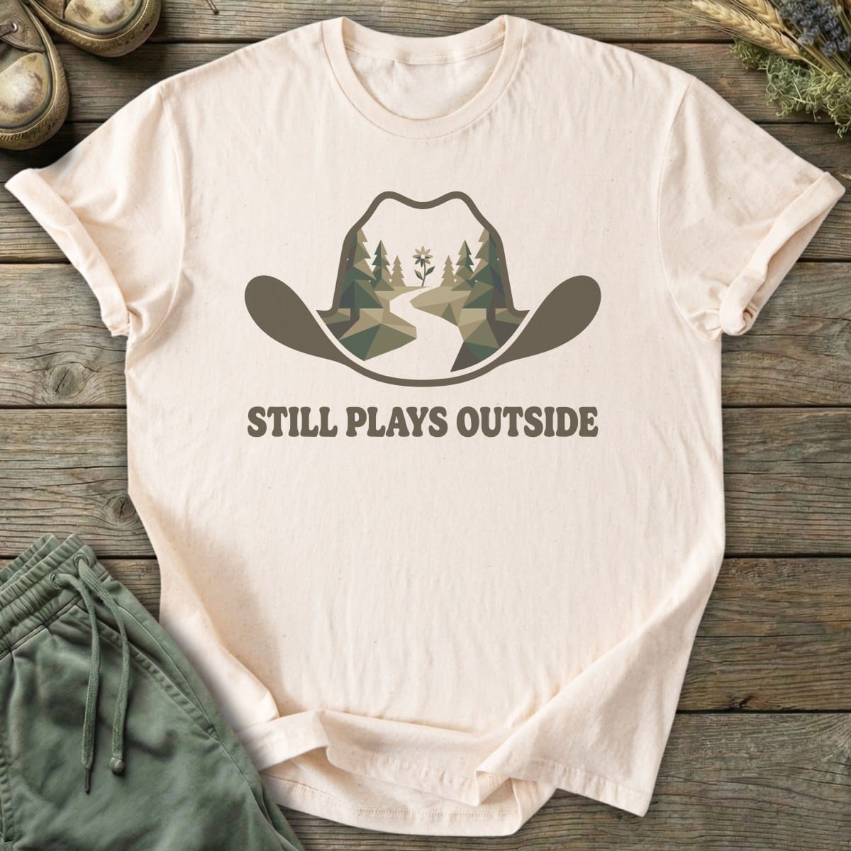 Printify T-Shirt Still Plays Outside Hat T-Shirt