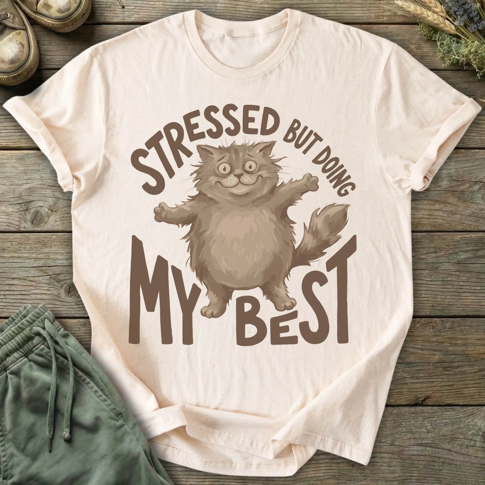 Printify T-Shirt Stressed Cat T-Shirt
