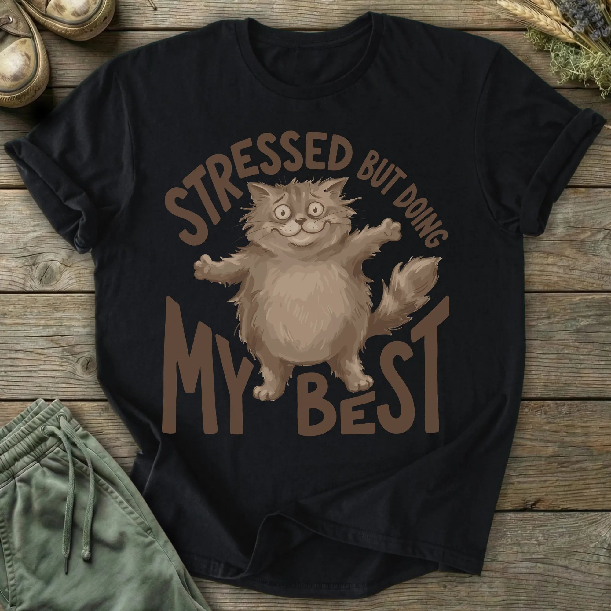 Printify T-Shirt Stressed Cat T-Shirt