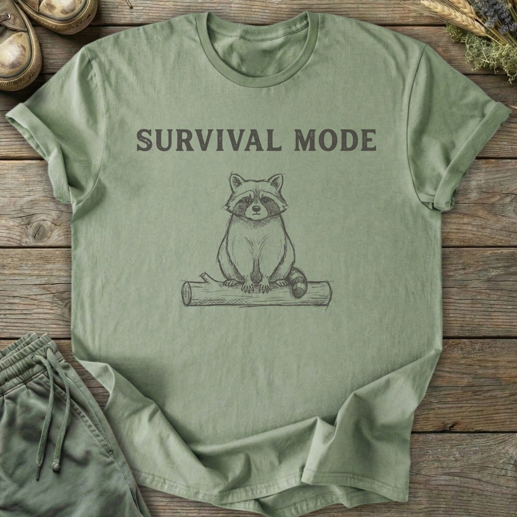 Printify T-Shirt Survival Mode Raccoon T-Shirt
