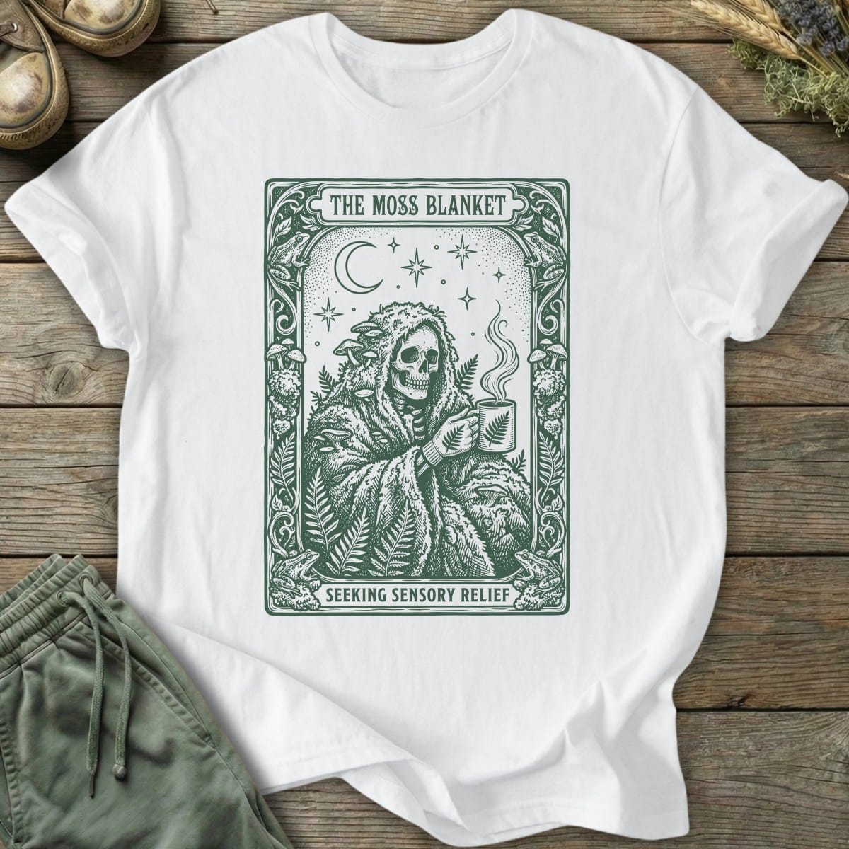 Printify T-Shirt Tarot Moss Blanket T-Shirt