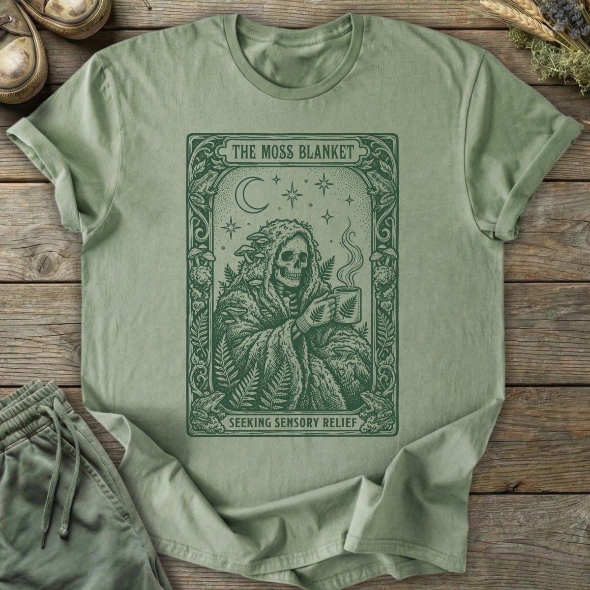 Printify T-Shirt Tarot Moss Blanket T-Shirt