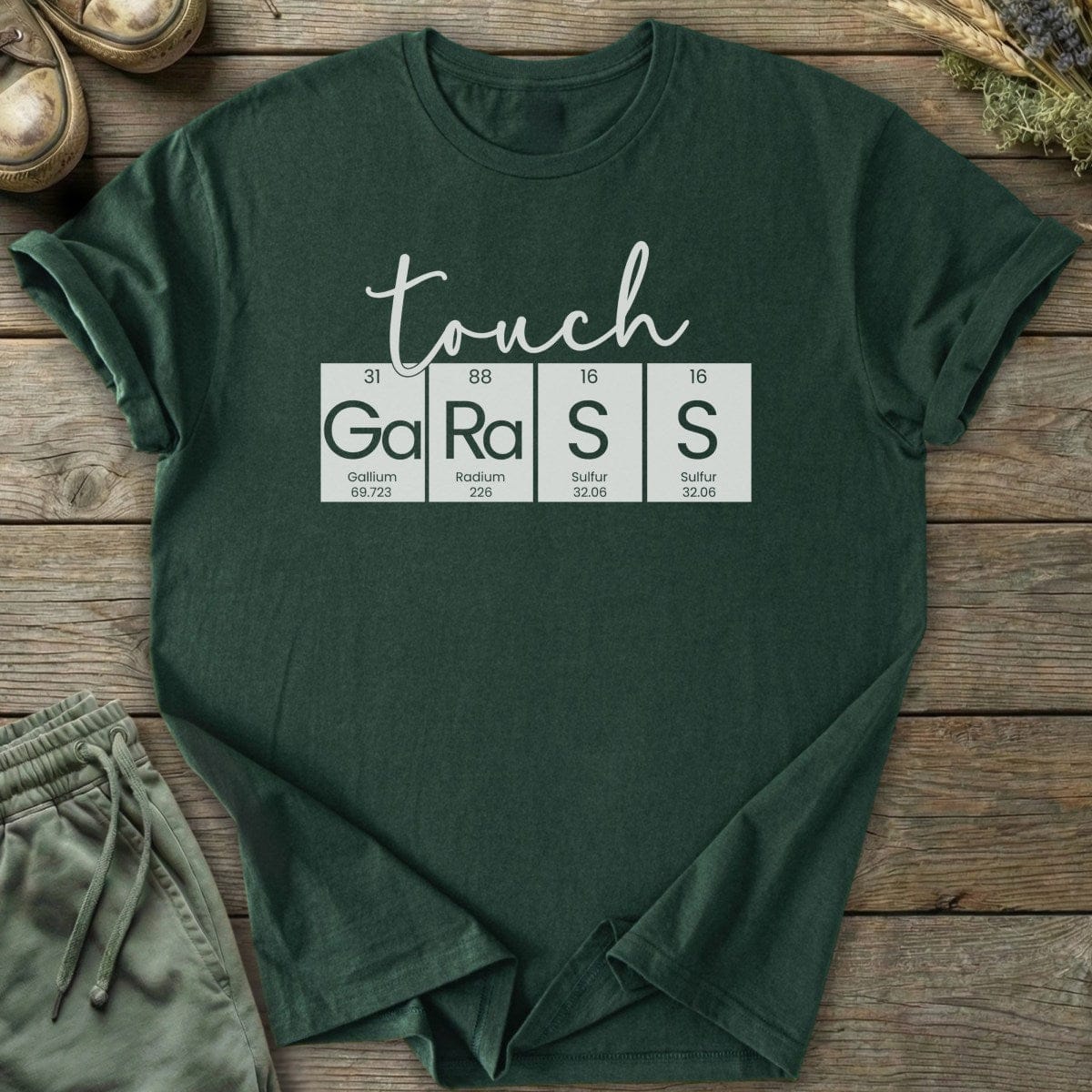 Printify T-Shirt Touch Grass Periodic Table T-Shirt