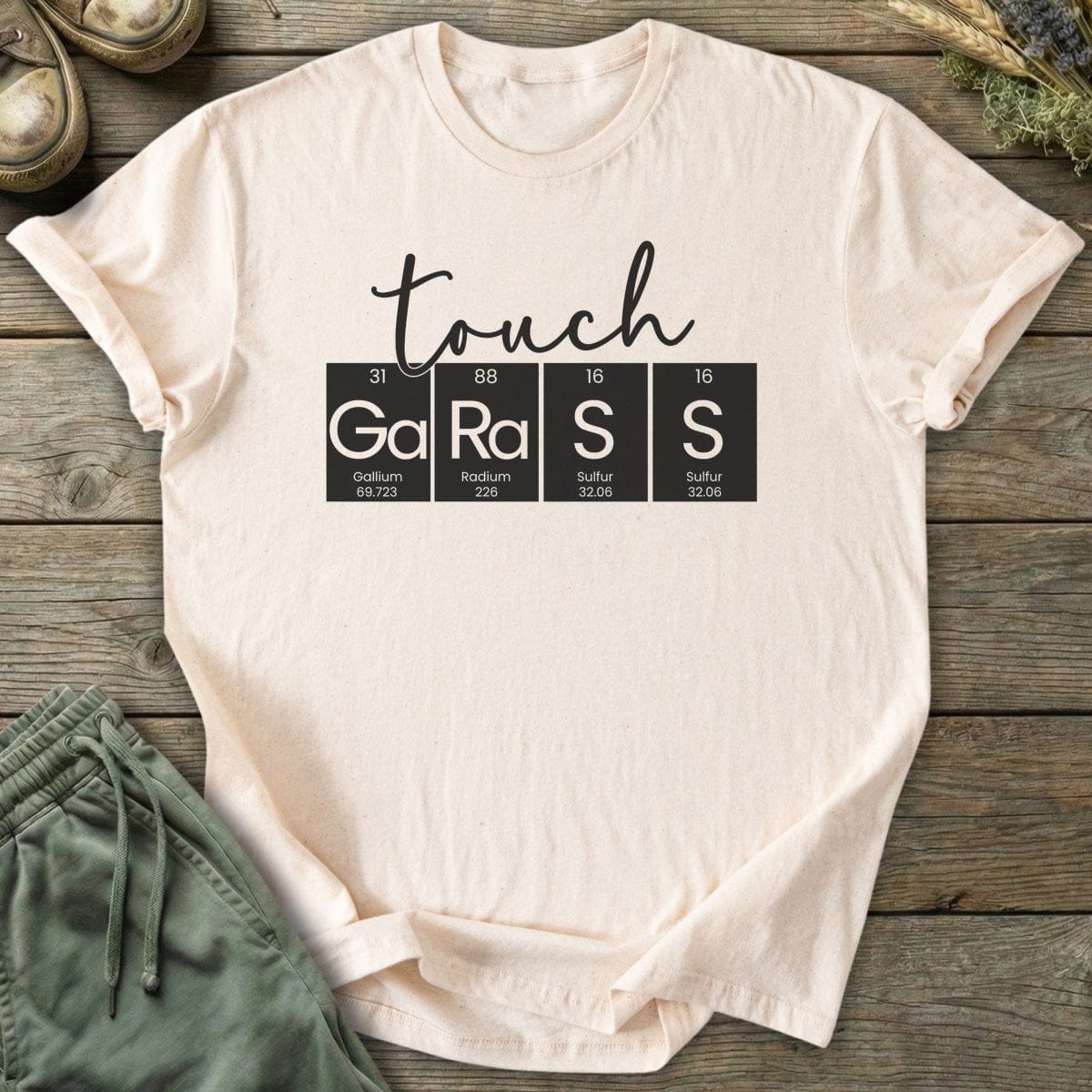 Printify T-Shirt Touch Grass Periodic Table T-Shirt