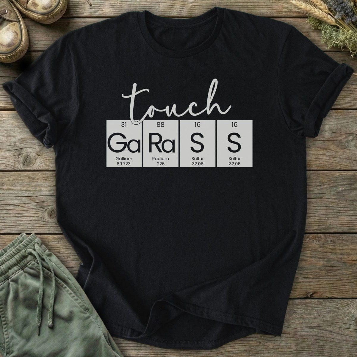 Printify T-Shirt Touch Grass Periodic Table T-Shirt