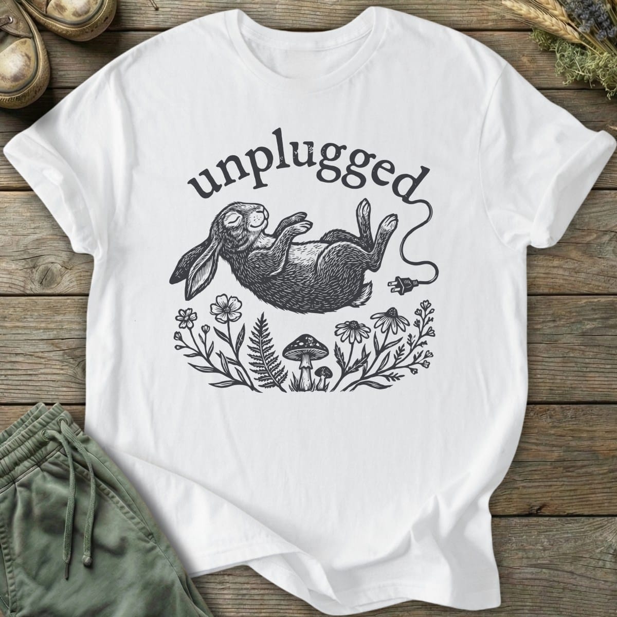 Printify T-Shirt Unplugged Rabbit T-Shirt