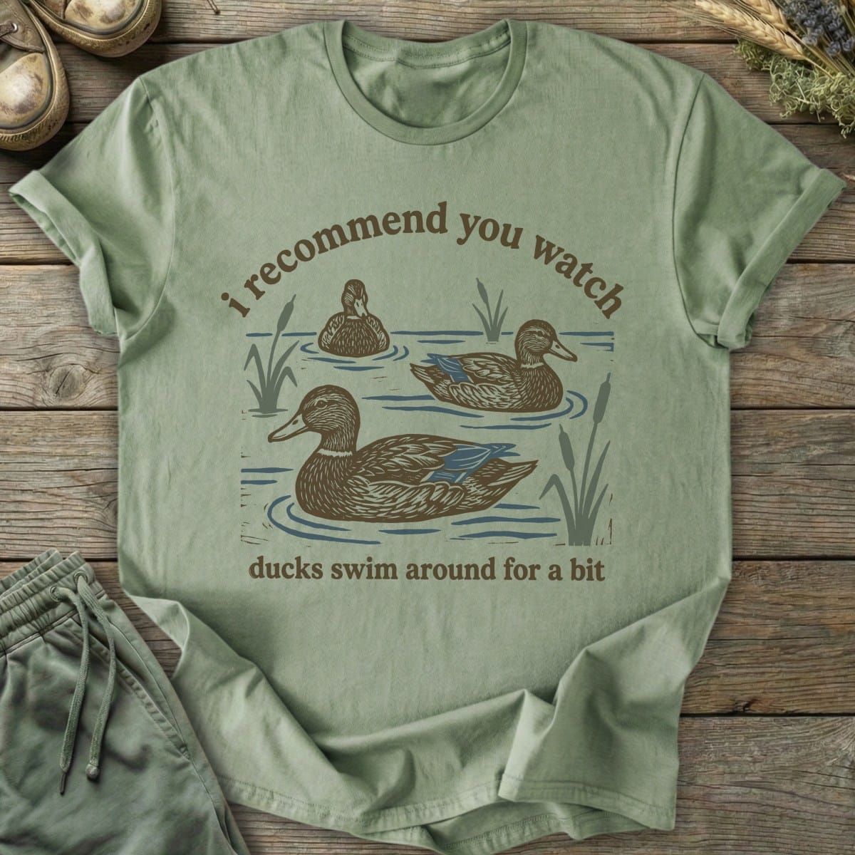 Printify T-Shirt Watch Ducks Swim T-Shirt