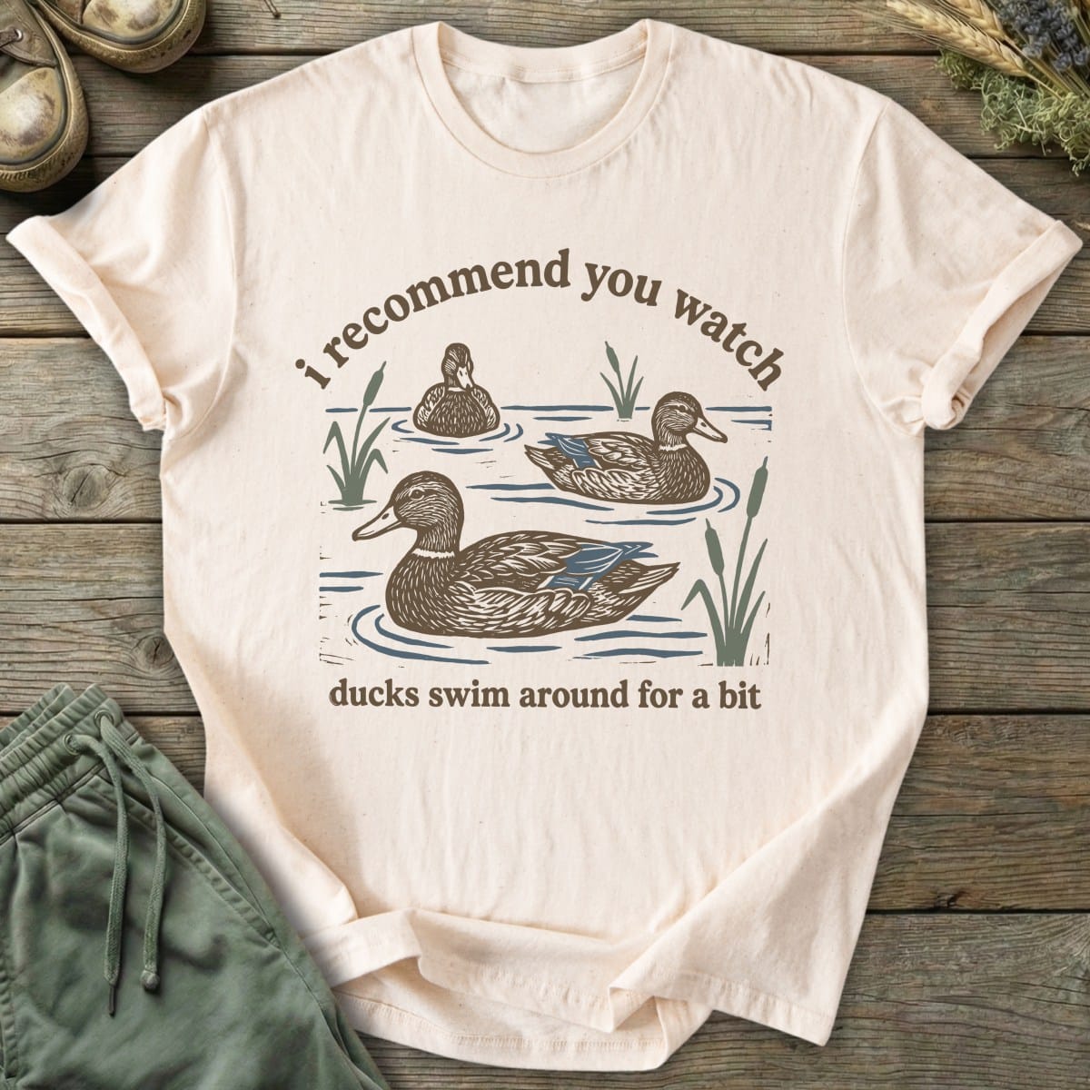 Printify T-Shirt Watch Ducks Swim T-Shirt