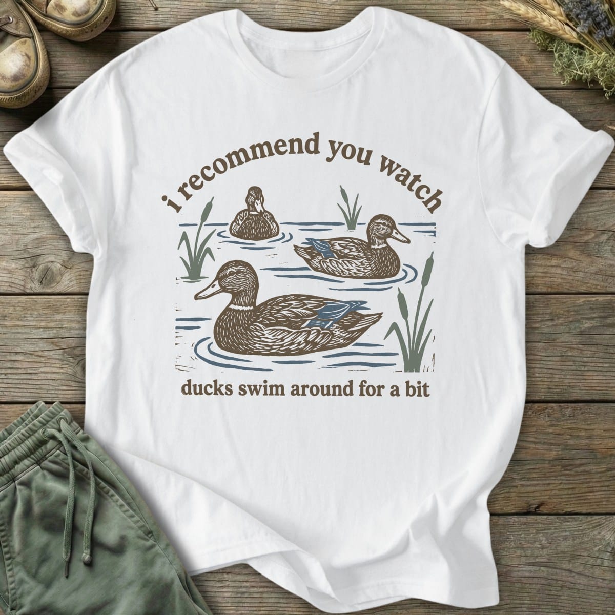 Printify T-Shirt Watch Ducks Swim T-Shirt