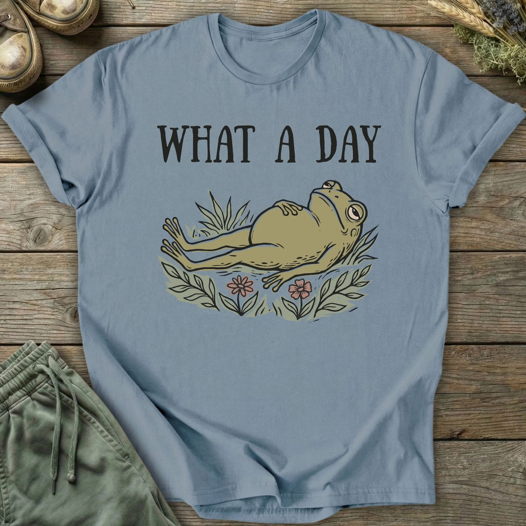 Printify T-Shirt What A Day Frog T-Shirt