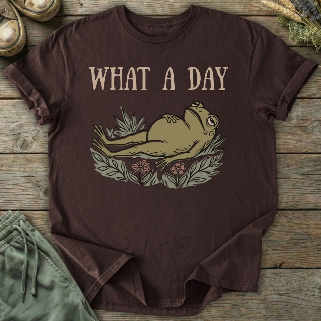 Printify T-Shirt What A Day Frog T-Shirt