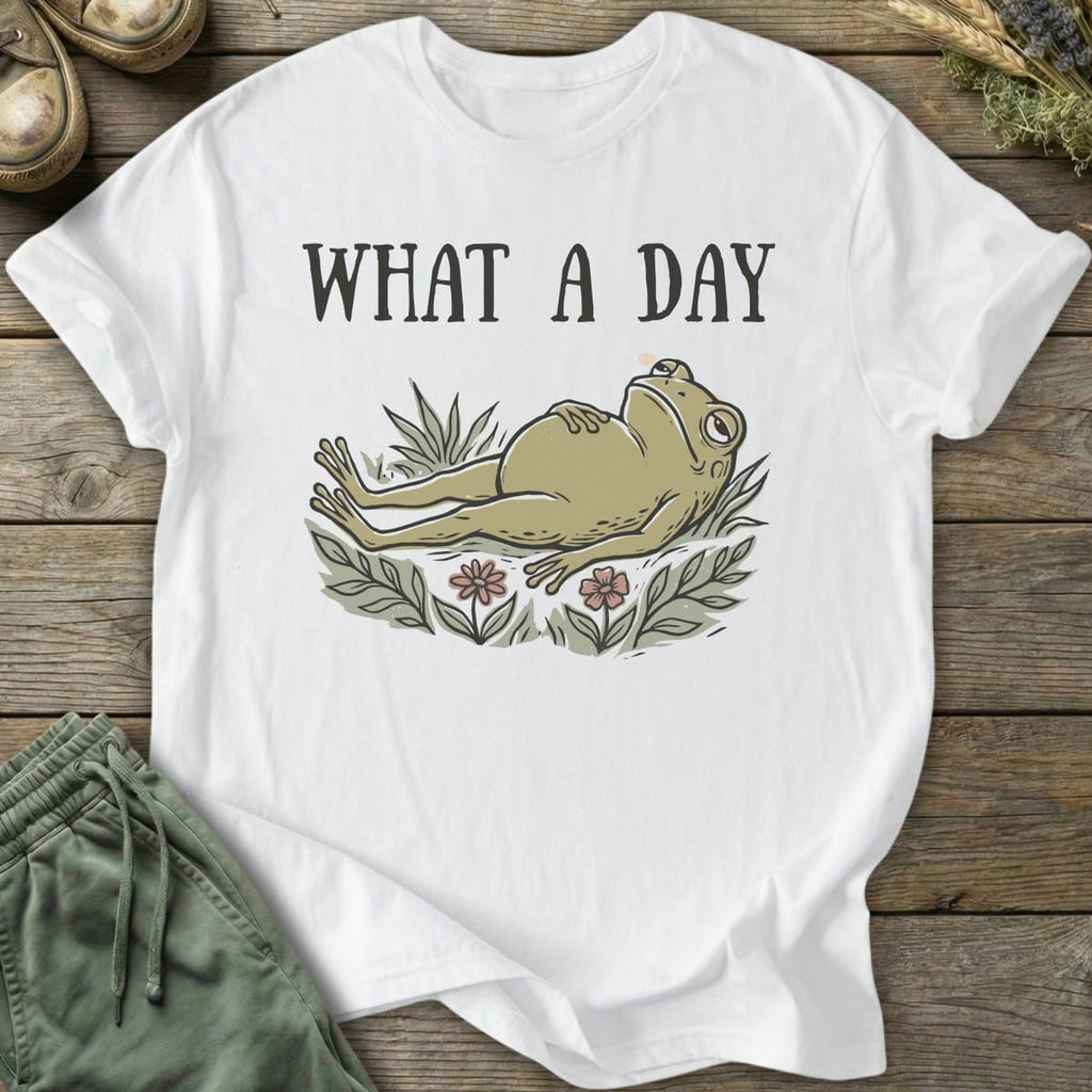 Printify T-Shirt What A Day Frog T-Shirt