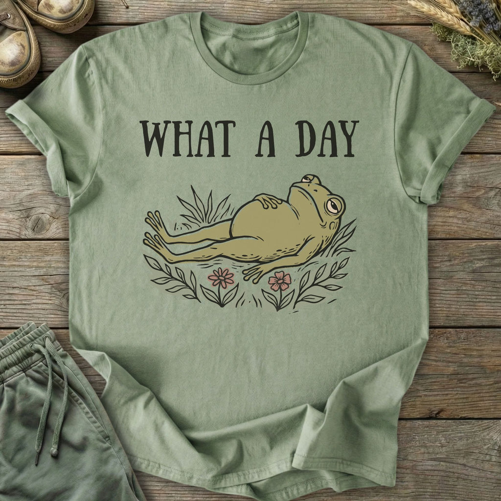 Printify T-Shirt What A Day Frog T-Shirt