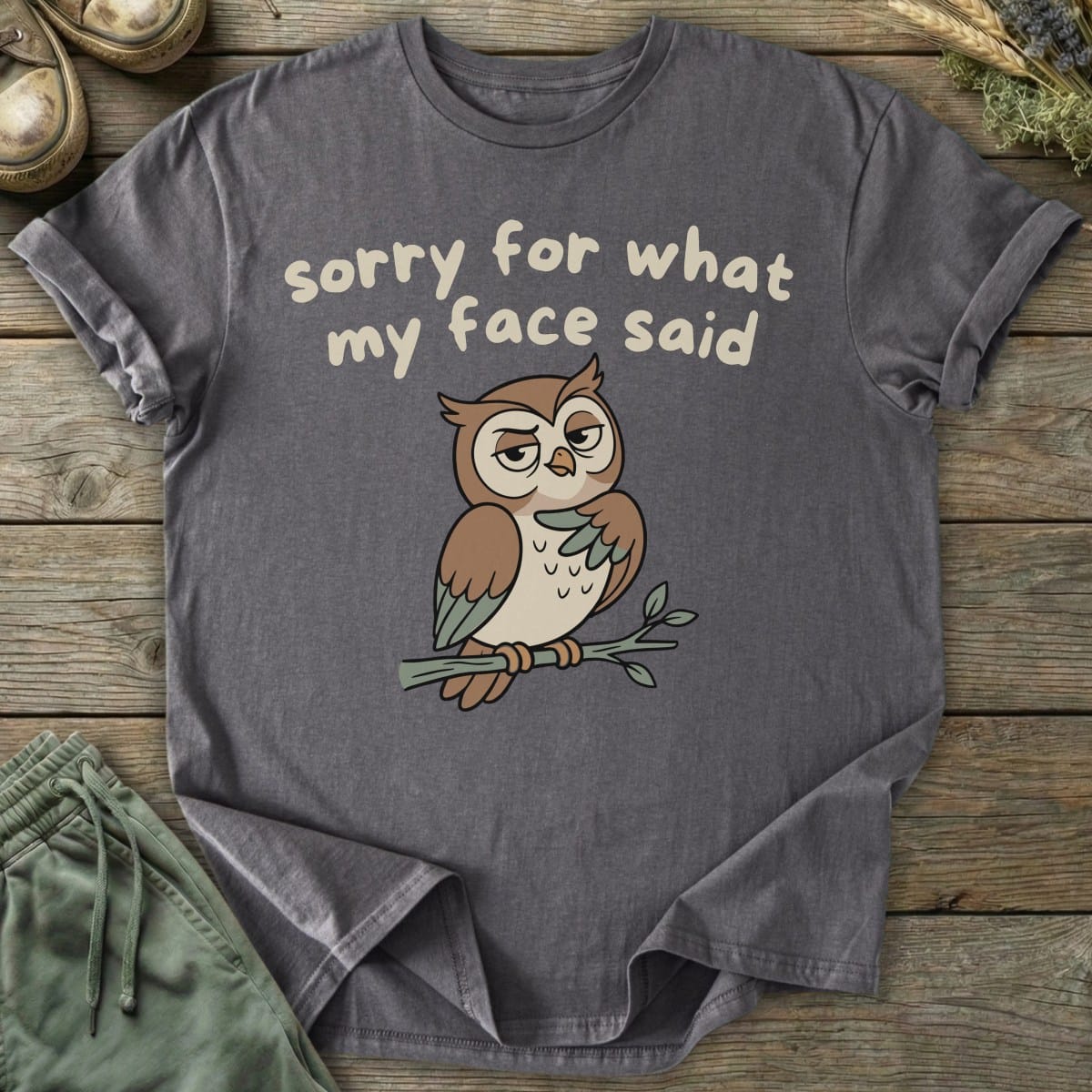 Printify T-Shirt What My Face Said Owl T-Shirt