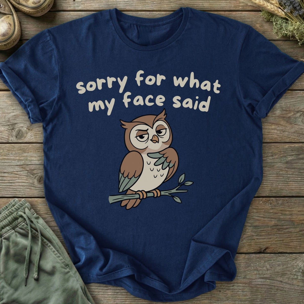 Printify T-Shirt What My Face Said Owl T-Shirt