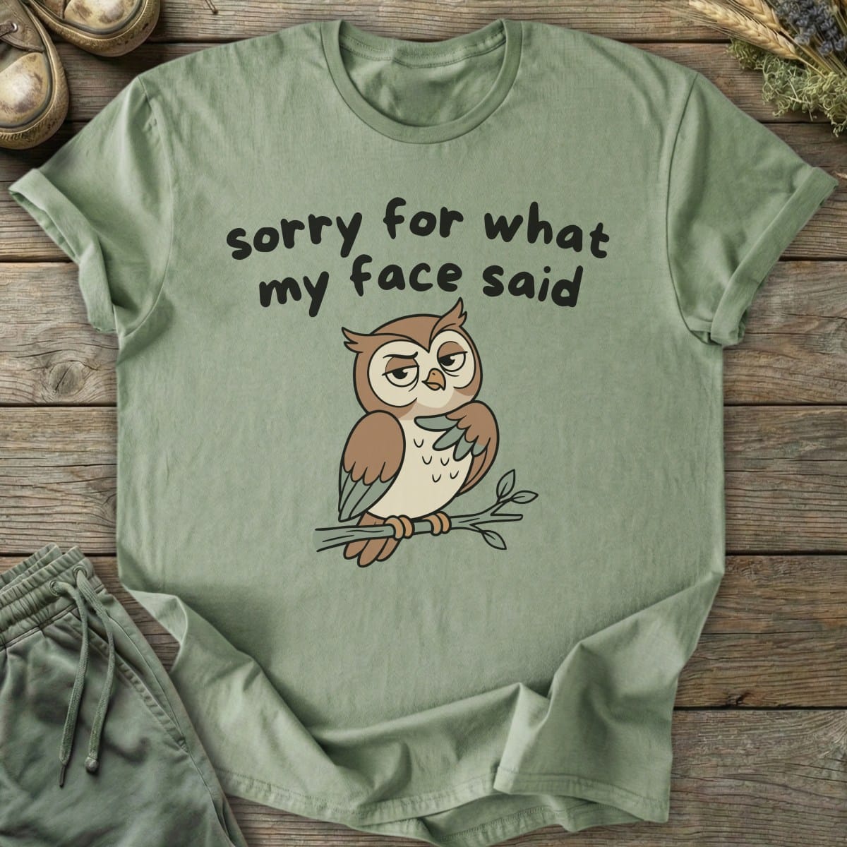 Printify T-Shirt What My Face Said Owl T-Shirt