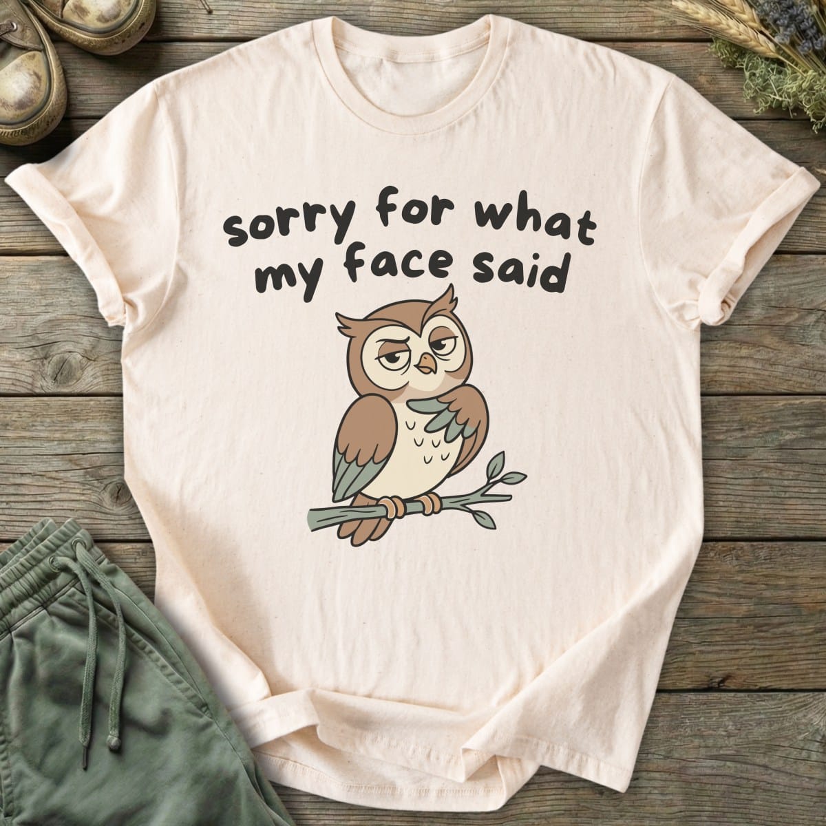 Printify T-Shirt What My Face Said Owl T-Shirt