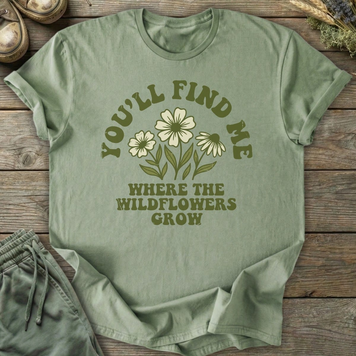 Printify T-Shirt Where Wildflowers Grow T-Shirt