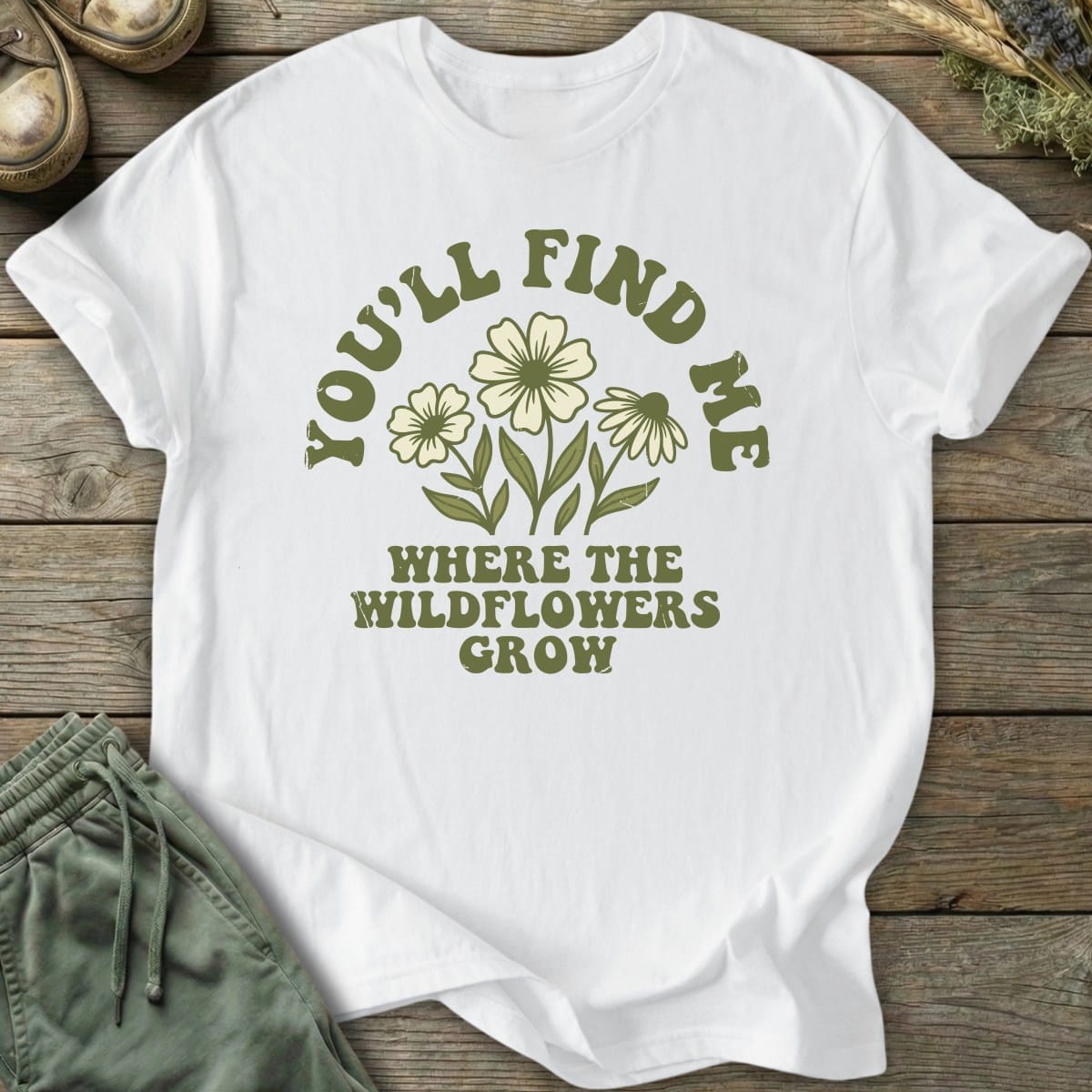 Printify T-Shirt Where Wildflowers Grow T-Shirt