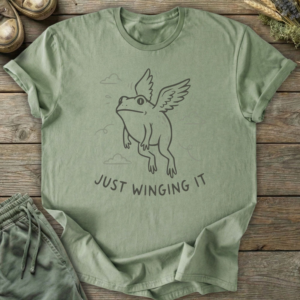 Printify T-Shirt Winging It Frog T-Shirt